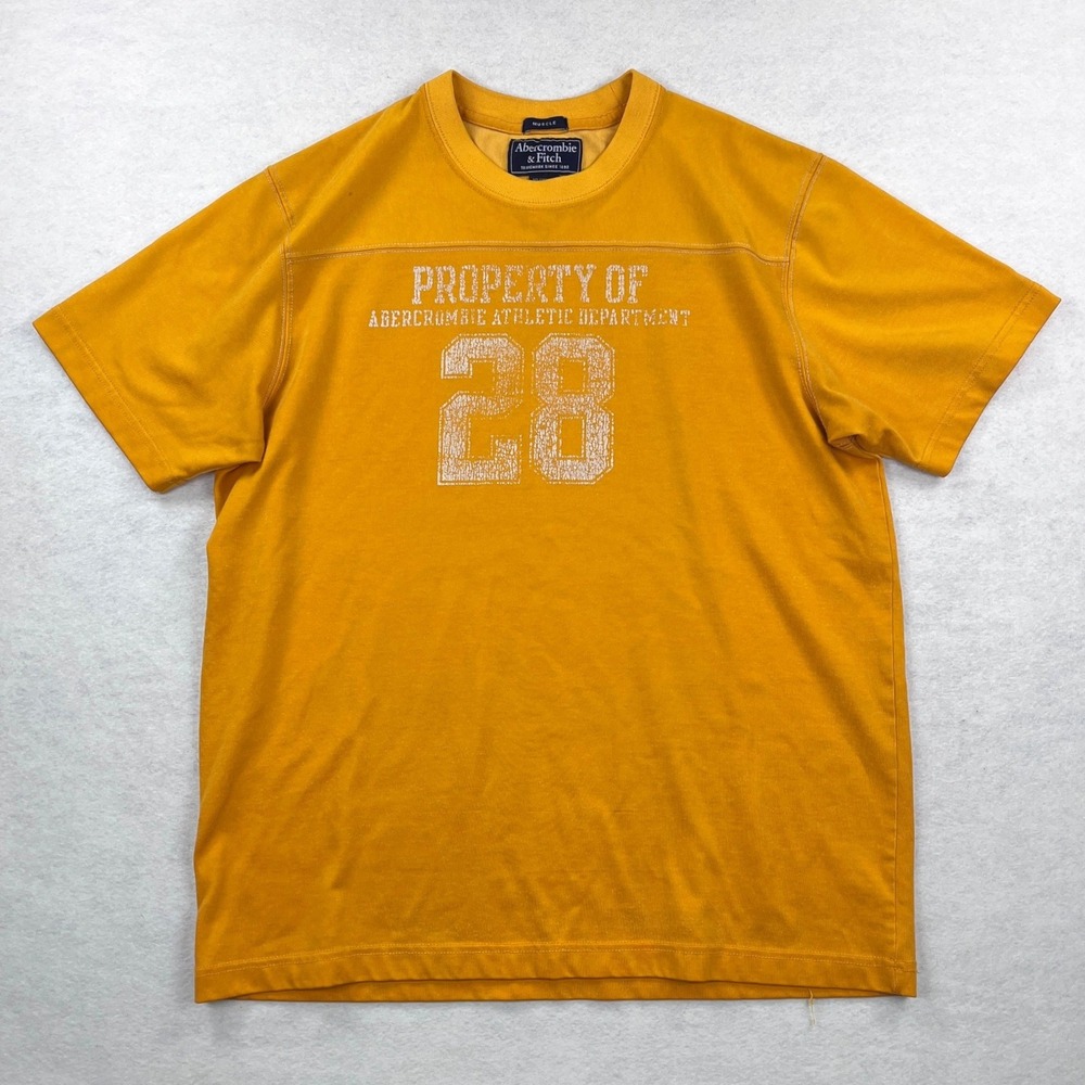 VTG Abercrombie & Fitch Mens Muscle Fit Durene Shirt Yellow Athletic Dept Large